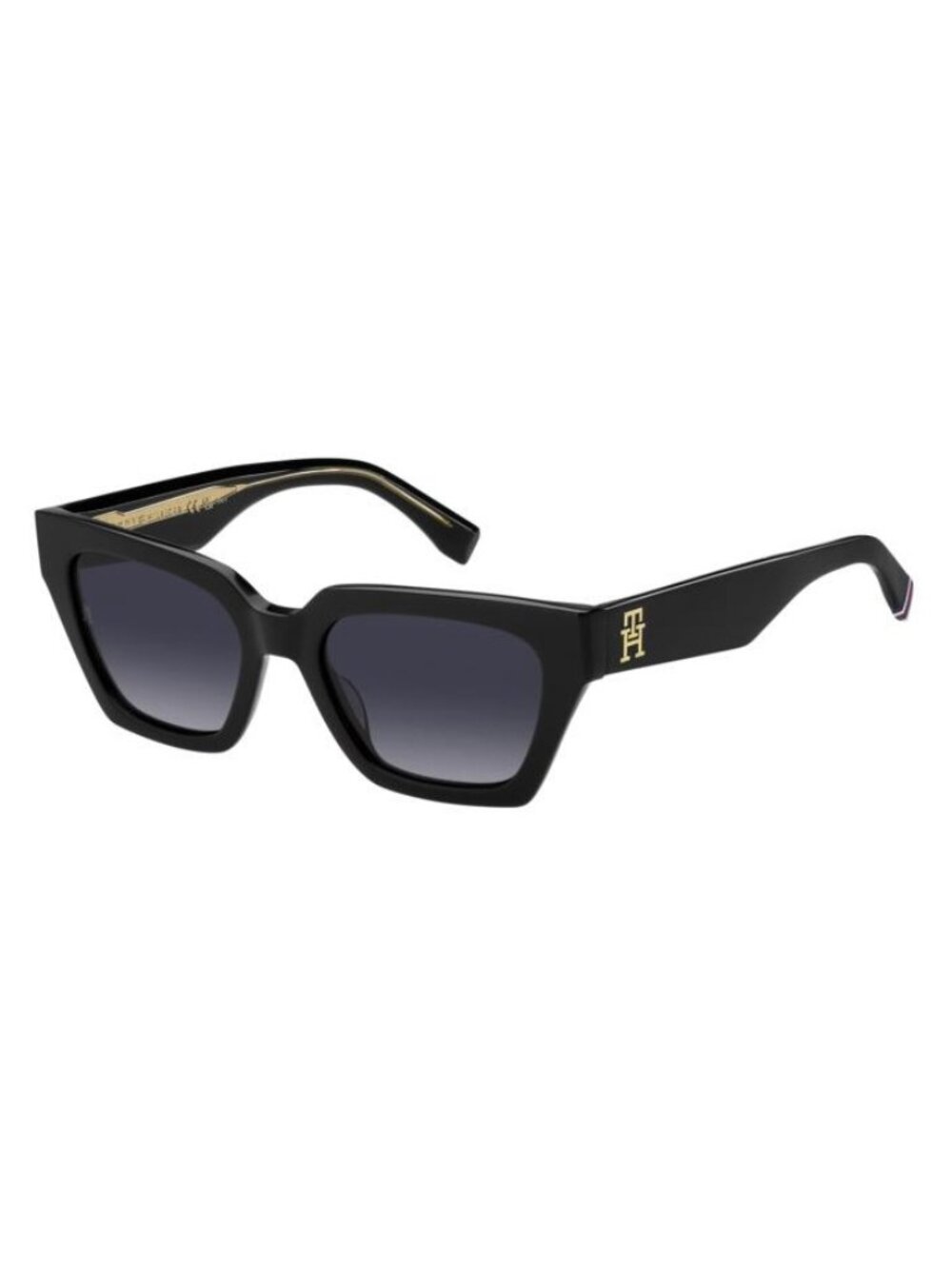 New Tommy Hilfiger Women's Sunglasses Black Square Grey Lens Acetate Frame TH S